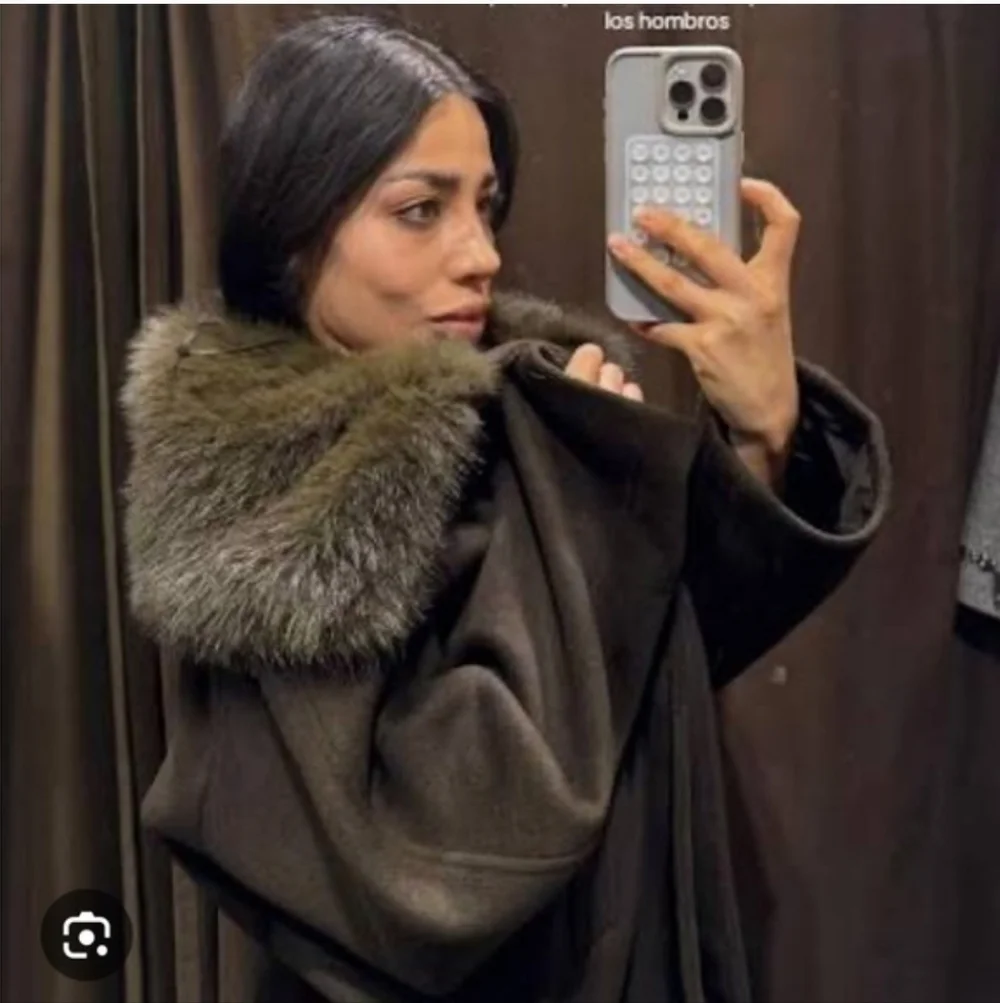 ZARA WOOL BLEND COAT WITH FAUX FUR COLLAR Size S_7